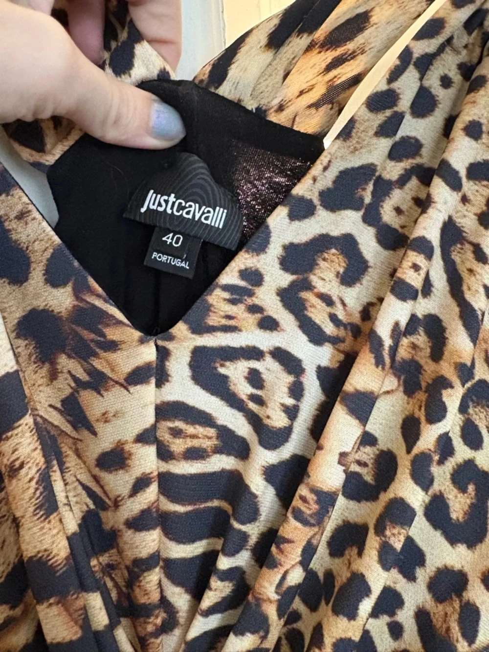 Just Cavalli Leopard Print Dress in Tan, Brown & Black - Picture 3 of 8